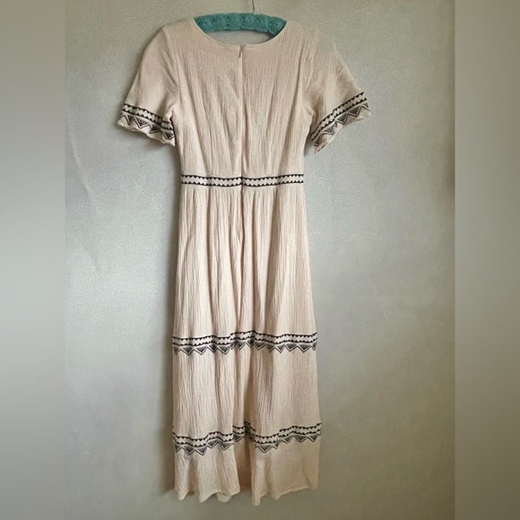 Roolee Cream Midi Dress with Navy Details - Picture 7 of 8